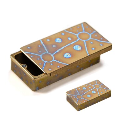 Titanium EDC Container Storage Box Mini Metal Box Outdoor Camping Gear Backbag Tool For Tiny Things, Blue