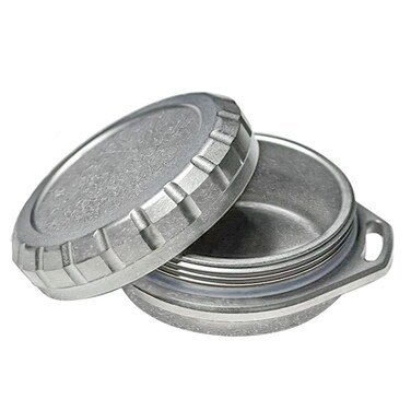 Titanium Waterproof Pill Case Travel Pill Organizer Bottle EDC Capsule Container Portable Pocket Metal Box with Chain for Camping, Hiking, Fishing, Stone Washed