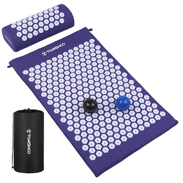 TOMSHOO Acupressure Set, Acupressure Mat and Pillow with 2pcs Massage Balls- Pain Relief Therapy Muscle Back Neck with Travel Bag for Men and Women