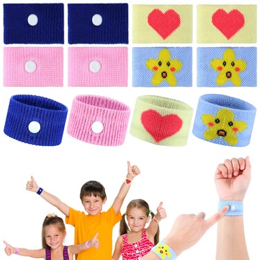 Tondiamo 4 Pairs Kids Motion Sickness Bands Travel Wristbands Kids Motion Sickness Relief Nausea Bands Wristbands Car Bracelet for Kids for Morning Flying Travel(Bright Style)