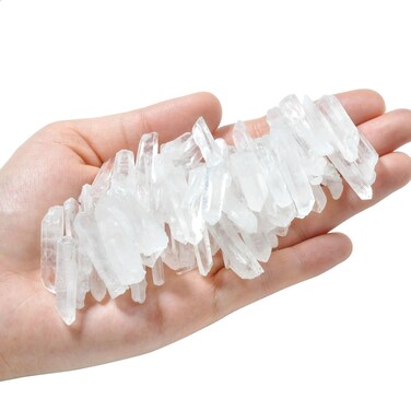 Top Plaza 0.44lb Bulk Irregular Shape Rough Clear Quartz Crystal Points 0.78-1.57'' Raw Natural Stones for Decor Reiki Crystal Healing (Clear Quartz Crystal Points)