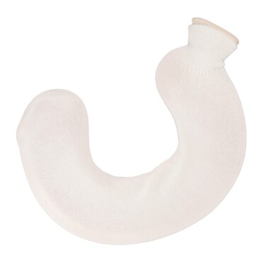 TOPINCN 1L Rubber Hot and Cold Water Bottle U Shaped Hot Water Bag with Soft Cover Soft Water Neck Shoulder Hot Water Bottle (Beige Pure Color)