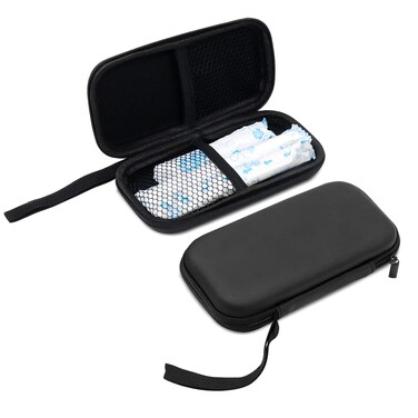 Tuciyke Tampon Storage Bag,2 Pack Black Tampon Holder Bag with Zipper 6.3x3.3x1.2 inches Small Pouch for Feminine Products Portable Period Bags for Women,Ladies