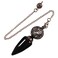 TUMBEELLUWA Conical Divination Dowsing Spirit Pendulum Chakra Healing Spiral Meditation Tool for Wicca Scrying Dowser, Black Obsidian