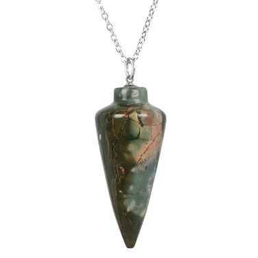 TUMBEELLUWA Crystal Spiritual Point Pendulum for Divination Dowsing Meditation Reiki Healing Chakra Balancing Pendant, Picasso Jasper
