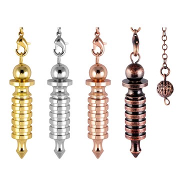 TUMBEELLUWA Pack of 4 Isis Metal Pendulums for Dowsing Divination, Pendant Pendulum Meditation Set with Chain