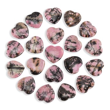 Tumbled Polished Natural Rhodochrosite Crystals Heart Stones, Crystals and Healing Stones Quartz Bulk for Wicca, Reiki, Healing Energy, Chakra Stones, Witchcraft Supplies(20Pcs)