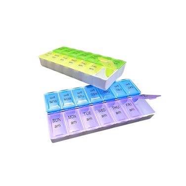 Twice a Day Pill Organizer - Sunday Through Saturday Container for Vitamins and Pills A.M. P.M. (1)