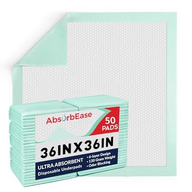 Ultra Absorbent Incontinence Bed Pads 36x36 Inches (Pack of 50), Large Disposable Underpads with Ultra Heavy Absorbency, Thick Quilted Chucks Pee Pads for Adults, Kids and Babies, Green