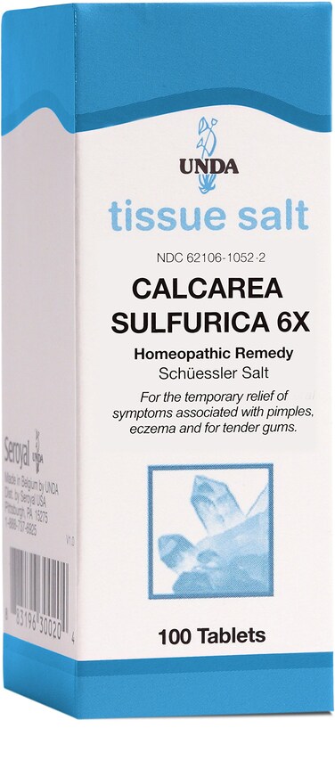 UNDA Calcarea Sulfurica 6X   Homeopathic Remedy Helps Temporarily Relieve Skin Irritations and Tender Gums   100 Tablets