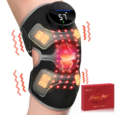 Upgraded Red Light Therapy Knee Brace - Knee Massager with 4 Vibration Areas, 660nm&amp;850nm, Wireless Controller, Near Infrared Red Light Therapy Heated Device for Knee Elbow Shoulder Pain