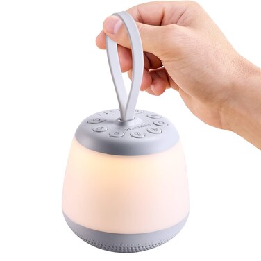 Upgraded Travel White Noise Sound Machine with Night Light, Portable White Noise Machine with 21 Soothing Sounds, Timer and Memory Function, Rechargeable Sleep Sound Machine for Home Office Meditation