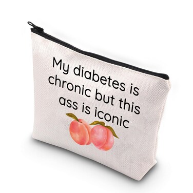 VAMSII Diabetes Supply Bag My Diabetes is Chronic but This Ass is Iconic Funny Type 1 Type 2 Diabetic Zipper Pouch (My Diabetes)