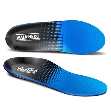 Walkhero Plantar Fasciitis Pain Relief Insoles High Arch Support Orthotic Shoes Inserts, Relieve Flat Feet and Foot Fatigue (Mens 7-7 1/2   Womens 9-9 1/2, Blue)