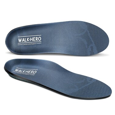 Walkhero Plantar Fasciitis Pain Relief Insoles High Arch Support Orthotic Shoes Inserts, Relieve Flat Feet and Foot Fatigue (Mens 9-9 1/2   Womens 11-11 1/2, Gray)