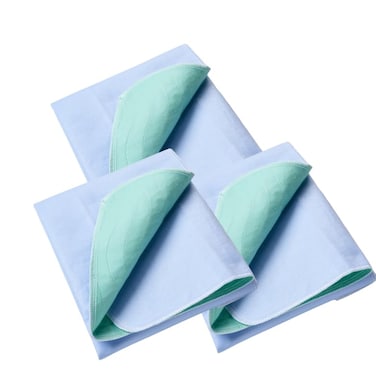Washable Quick Dry Underpads Incontinence Bed Pads Reusable Waterproof chucks pads Hospital bed pads for Kids Adult Pee Pad for Dog Cat Pet Training 3 Pack 18" x 24"Blue/Green