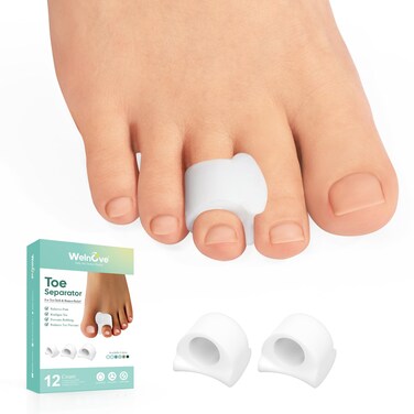 Welnove Toe Separator for Overlapping Toes - 12 Pack Toe Spacers for Bunions - Toe Corrector for Hammer Toes, Realign Crooked Toes - Preventing Rubbing Relieve Pressure (Small, 6 Pack)