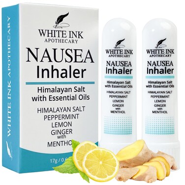 White Ink Nausea Relief Essential Oil Inhaler   100% Natural   Travel   Motion or Morning Sickness   Pregnancy   Upset Stomach   Queasiness   Chemotherapy