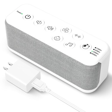 White Noise Machine for Adults, USB Rechargeable Sound Machine with 42 Soothing Sounds for Sleeping with Lullabies &amp; Fan Sounds, Auto-Off Timer &amp; Volume Control, Noise Cancelling for Office Privacy