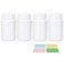 White Pill Bottle, Empty Medicine Bottles with Screw Caps for Pills Capsules Vitamins, Food Grade Plastic Medicine Containers with Labels for Travel (3.4oz/100ml, 4 Pcs)