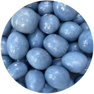 WHOLESALE Angelite Tumbled Stones, Polished Angelite Gemstone, Angelite Polished Rocks (Angelite, 0.25 Pound)
