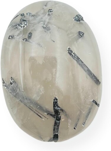 Wholesalegemshop Black Rutilated Quartz Gemstone Carved Palm Stone/Pocket Palm Stone/Reiki Healing &amp; Crystal Grid for Natural Body Chakra Balancing