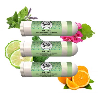 Wild Essentials 3 Pack of Relax Aromatherapy Nasal Inhalers Made with 100% Natural, Premium Grade Essential Oils, Calming, Stress, Unwind