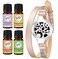Wild Essentials Arbol Tree Essential Oil Leather Wrap Bracelet Diffuser Kit, Gift Set, Lavender, Lemongrass, Peppermint, Orange Oils, 12 Pads, Customizable Color Changing Perfume Jewelry, Aromatherapy