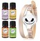 Wild Essentials Jack Skullington Essential Oil Leather Wrap Bracelet Diffuser Gift Set, Lavender, Lemongrass, Peppermint, Orange Oils, 12 Pads, Customize Color Changing Perfume Jewelry, Aromatherapy