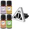 Wild Essentials Potter Hallows Essential Oil Car Vent Diffuser Kit with Lavender, Lemongrass, Peppermint, Orange Oils, Stainless Steel Locket Pendant, 8 Refill Pads, Color Changing Air Freshener