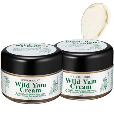 Wild Yam Cream for Hormone Balance: Natural Formula for Hot Flashes Night Sweats - Estrogen Progesterone Free 2 Pack