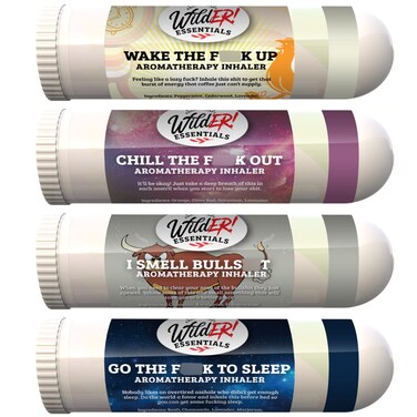 Wilder Essentials 4 Pack Gift Set of Aromatherapy Nasal Inhalers Made with 100% Natural Essential Oils for Hilarious and Effective Help with Your Day