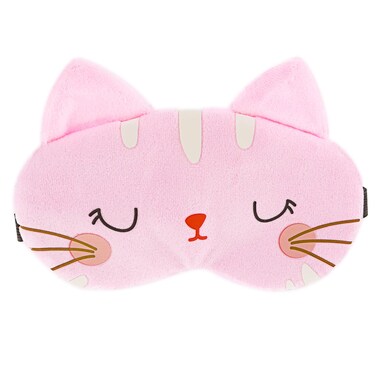 WLLHYF Cute Sleeping Eye Mask Soft Plush Cartoon Cat Blindfold Comfortable Animal Eye Cover Funny Novelty Sleeping Eye Shade for Women Men Kids Travel Nap Sleeping(Pink)