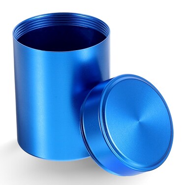 WLLHYF Portable Metal Small Pill Case, Round Aluminium Alloy Pill Holder Pocket Small Pill Box Waterproof Medicine Organizer Bottle Container for Travel Outdoor Vitamin Fish Oils (Blue)