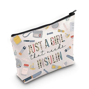 WZMPA Diabetes Insulin Makeup Bag Diabetes Awareness Gifts Just A Gil That Needs Insulin Zipper Bag Diabetic Supply Kit