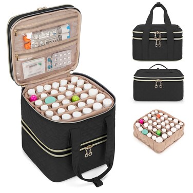 Yarwo Pill Bottle Organizer Storage Bag, 3 Layers Medicine Travel Case Empty with Demountable Design and Dividers for Pills, Potions, Vitamins and Emergency First Aid Supplies, Black (PATENT DESIGN)