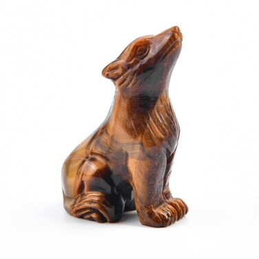 YGLINE 2inch Wolf Stone Statue,Polished Healing Crystal Hand-Carved Gemstone Crystal Figurine Animal Collection Sculpture Decor