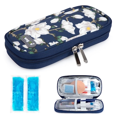 YOUSHARES Insulin Cooler Travel Case TSA Approved Medication Diabetic Supplies Cooler For Travel Refrigerated Medicine Organizer Bag With 2 Ice Pack