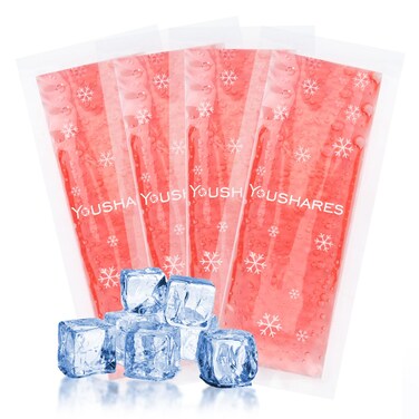 YOUSHARES TSA Approved Ice Packs for Insulin Cooler Travel Case - Travel Ice Packs for Medications, Reusable Small Freezer Packs for Insulin Travel Case (4 Pcs, Pink)
