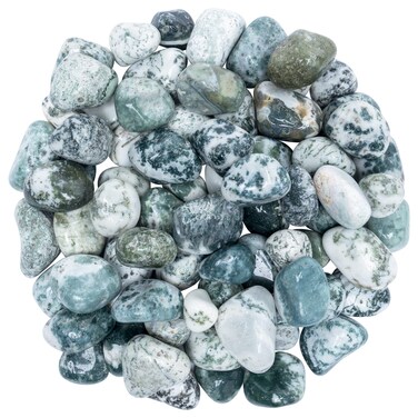 ZAICUS 1lb Tree Agate Tumbled Stones   Polished Crystals Healing   Natural Stones   Feng Shui   Chakra Balancing   Good Luck   Reiki Gift   Home Decor   Size 20-25 mm