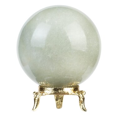 ZAICUS 50 mm Green Jade Sphere Ball with Metal Stand Gemstone Ball for Witchcraft and Decorative Balls Sculpture Figurine Home Decor Collection Gift Photography Crystal Sphere Decoration