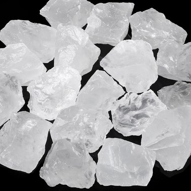 ZHIYUXI 1lb Clear Quartz 2" Rough Stones Crystals Raw Crystal Bulk Large Crystals and Stones Gemstones Natural Tumbling Rocks for Meditation, Fountain Rocks, Wire Wrapping, Wicca, Cabbing, Decor