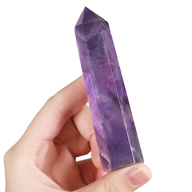 ZHIYUXI 3.7-4" Amethyst Healing Crystals and Stones Purple Crystal Tower Gemstones Hexagonal Pointed Crystal Wand 1 Pc Large Crystals Reiki Energy Balancing Meditation Therapy Decoration Gifts