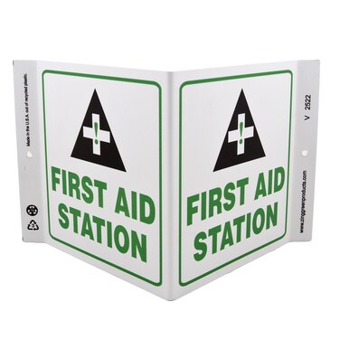 ZING 2522-4PK Eco Safety V Sign, First Aid Station, 7Hx12Wx5D, Recycled Plastic (Pack of 4)
