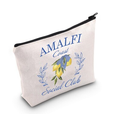 POFULL Girls Amalfi Coast Trip Gift Italy Vacation Trip Gift Amalfi Coast Social Club Zipper Pouch Makeup Bag (AMALFI Coast)