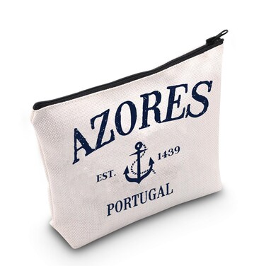 POFULL Azores Islands Trip Vacation Gift Portugal Traveler Gift Azores Islands Portugal Anchor Cosmetic Bag (AZORES)