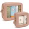 Clear Makeup Bag Set TSA Approved Toiletry Bag Travel Size Toiletry Bag Clear Cosmetic Bag with Zipper, Car Make Up Bag Organizer Storage Car Accessories Travel Essentials for Women Men (Nude Pink)