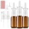 YAKESD Nasal Spray Bottle, 3 Pcs 30ML/1oz Glass Amber Refillable Fine Mist Sprayers Atomizers, Small Empty Nasal Sprayer with Oils Spray Tops, Oral/Swivel Sprayers, Funnels and Labels