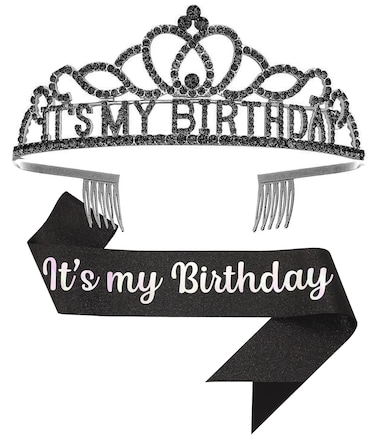 Birthday Tiara and Crown with Sash for Women Birthday Party