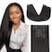 Lashey Seamless Clip in Hair Extensions Human Hair 9pcs 130g Natural Black Light Yaki Straight Clip in Hair Extensions Real Human Hair 16 Inch Soft Human Hair Clip in Extensions